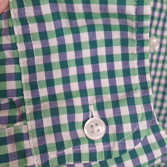 J Crew Shirt Mens XL Green Blue Gingham Plaid Flex Button Up - Picture 4 of 9